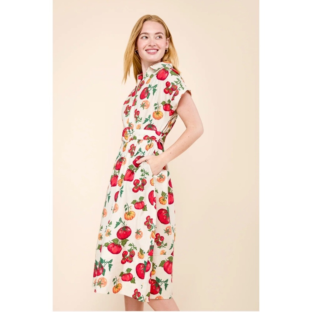 NWT Mixed Nasrin Remi Dress XS/S Pomodoro Vegetable Novelty Print Linen Cotton